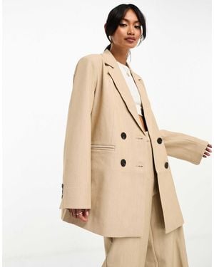 Y.A.S Tailored Double Breasted Blazer Co-Ord - Natural