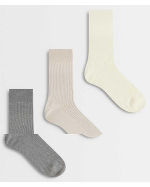 ARKET Set Van 3 Sokken Van Katoenrib - Wit