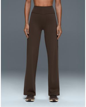 Oysho High-Rise Comfortlux Straight-Leg Trousers - Brown