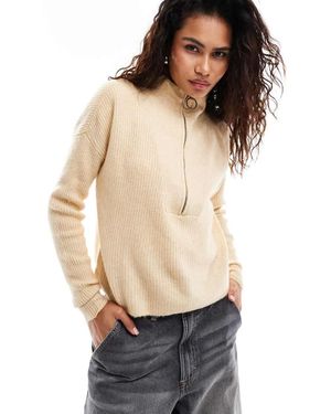 Noisy May Maglione Color Crema Con Zip Corta - Neutro