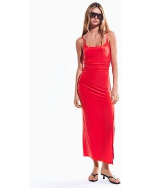 Bershka Gathered Strap Midi Dress