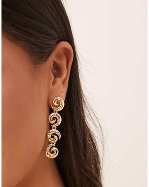 ASOS Pendientes De Botón Largos Dorados Con Diseño De Espirales De - Marrón