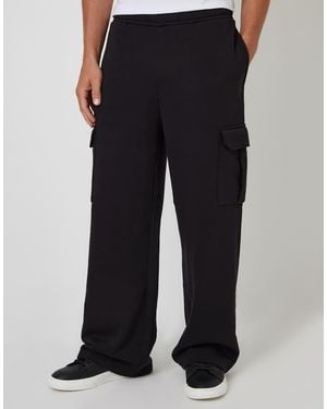 Threadbare Wide Leg Cargo Joggers - Black