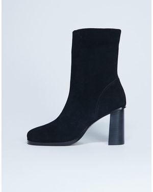 TOPSHOP Nellie Real Suede Heeled Ankle Boot - Blue