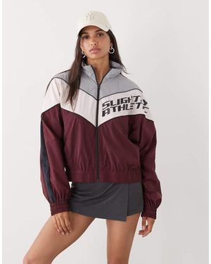 Monki Track Jacket With Print - Red