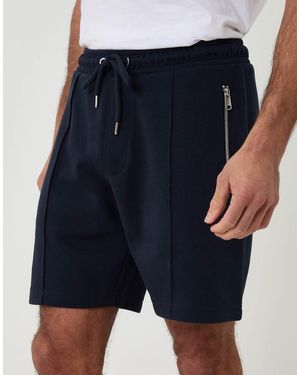 Threadbare Pique Pleated Sweat Shorts - Blue