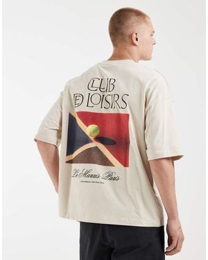 ASOS Oversized T-shirt With Tennis Sports Graphic - Natural