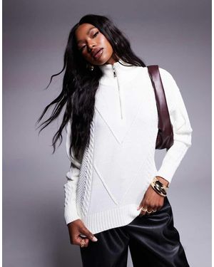 Missy Empire Missy Empire Cable Knit Half Zip Jumper - Black