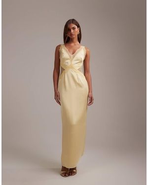 ASOS Bridesmaids Lace Applique Maxi Dress - Brown