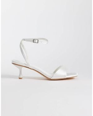 Glamorous Kitten Heel Sandals - White