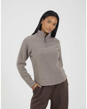 Brave Soul Quarter Zip Polar Fleece Sweatshirt - Grey