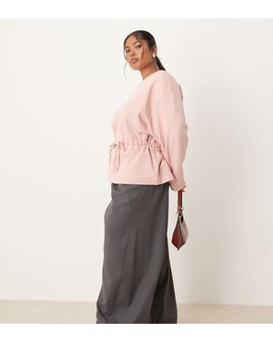 ASOS Asos Design Curve Sweat With Ruched Bow Detail - Pink