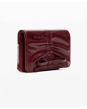 Desigual Klein Glanzend Portemonnee Met Strikje - Rood