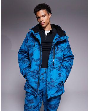 Threadbare Chaqueta De Esquí Con Cremallera, Capucha Y Estampado Marino De - Azul