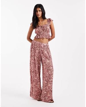 Stradivarius Wide Leg Co-ord Trouser - Red