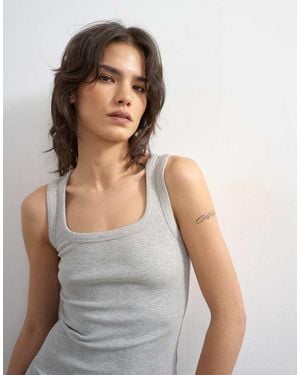 TOPSHOP Rib Scoop Neck Vest - Grey