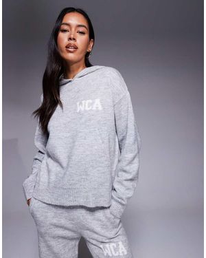 ASOS Sudadera Con Capucha Y Estampado Gráfico Universitario De Punto De Weekend Collective (Parte De Un Conjunto) - Gris