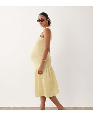 Mama.licious Mamalicious Maternity Sleeveless Drop Hem Detail Midi Dress - Metallic