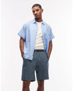 Gramicci O.g Plaid Relaxed Fit G-short Seersucker Shorts - Blue