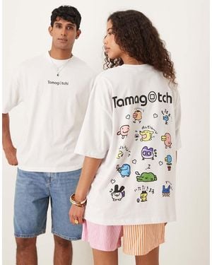 ASOS Oversized T-Shirt With Tamagotchi Prints - White