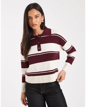 Brave Soul Rugby Knit Polo Sweater - Red