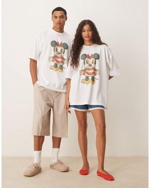 ASOS Unisex Oversize Disney T-shirt With Mickey Mouse Print - Natural