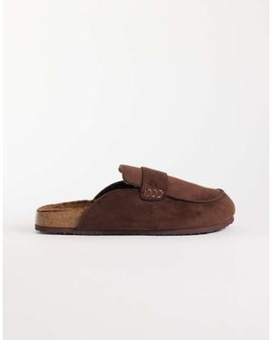 SEQWL Soda Faux Fur Lined Slip On Loafer Mules - Brown