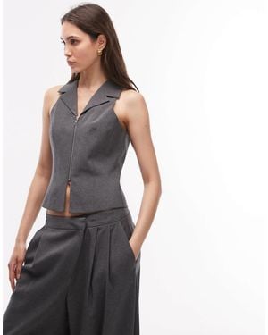Collusion Zip Front Waistcoat - Grey