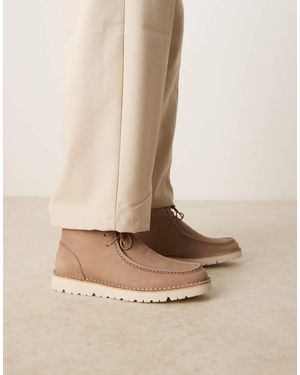 ASOS Botas Con Ribete En La Puntera Y Cordones De Cuero De -Neutro