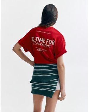 Pull&Bear T-shirt With Romance Graphic - Red