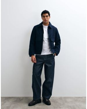 SELECTED Wool Blend Bomber Jacket - Blue