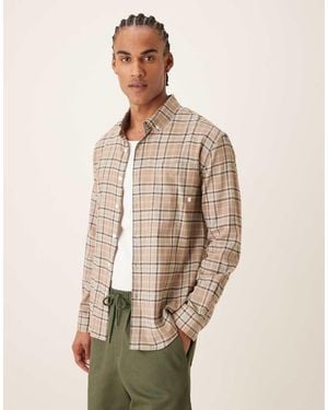 Farah Sands Long Sleeve Logo Shirt - Natural