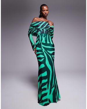 AFRM Bardot Power Mesh Maxi Dress - Green