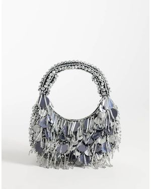 ASOS Embellished Scoop Sequin And Bead Bag - Blue