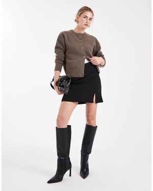 Pieces Tailored Notch Front Mini Skirt - Black