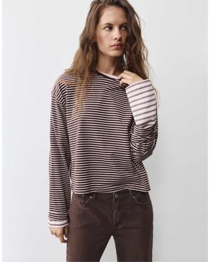 Pull&Bear Boxy-fit langarm-t-shirt - Braun
