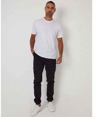 Threadbare Cotton Blend Cuffed Cargo Pocket Trousers - Black