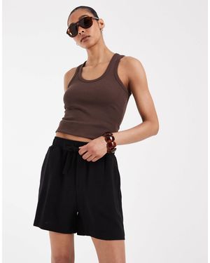 Object Loose Tie Waist Linen Touch Shorts - White