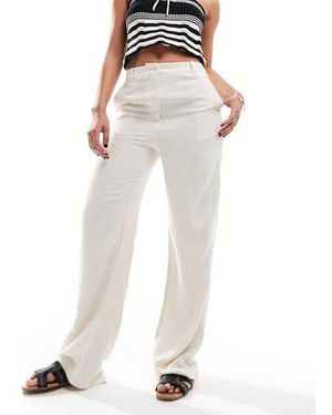 Pimkie Linen Mix Wide Leg Trousers - White