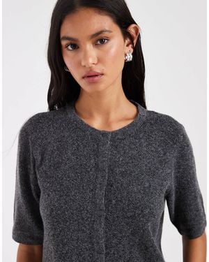 Vero Moda Gilet en maille à manches courtes - foncé chiné - Gris