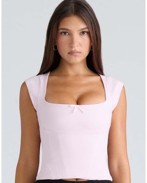 House Of Cb The Cap Sleeve Corset Top - White