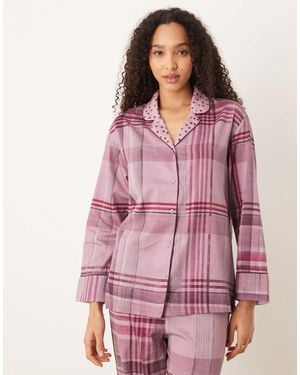 Mango 100% Cotton Plaid Pyjama Shirt - Pink