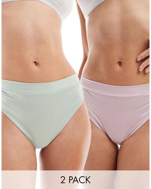 ASOS – bella – 2er-pack superweiche brasilianische slips - Grau
