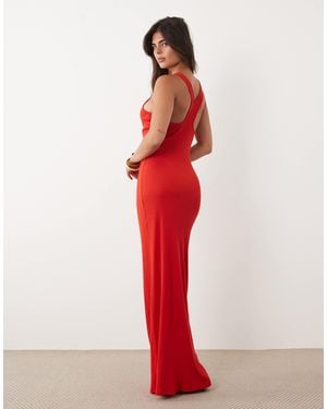 ASOS Rib Racer Maxi Dress - Red