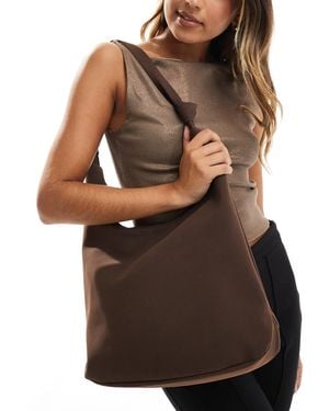 PASQ Pasq Scoop Boho Faux Suede Shoulder Tote Bag - Brown