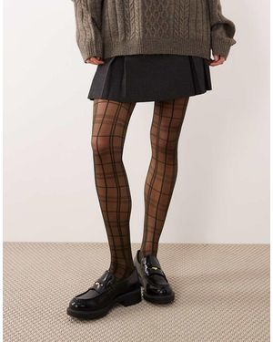 ASOS Straight Check Tights - Brown