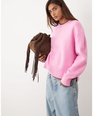 ASOS Boxy Sweater With Side Slit Detail - Pink