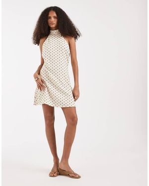 Vero Moda Halter Neck Polka Dot Mini Dress - White