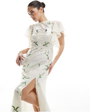 Hope & Ivy Bridal Swan Embellished Open Back Mini Dress - White