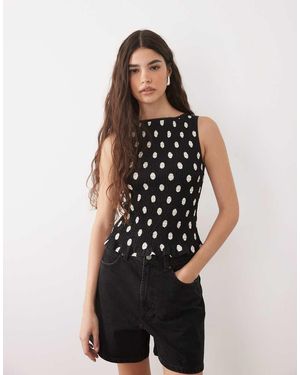 ASOS Tanktop Met Plooien En Stippen - Zwart